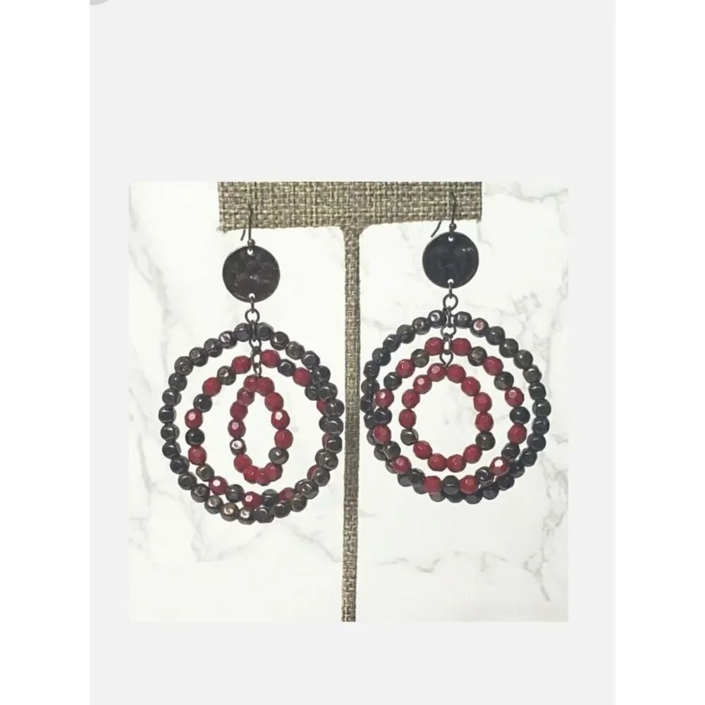 💜BEADED French Hook Dangle Earrings